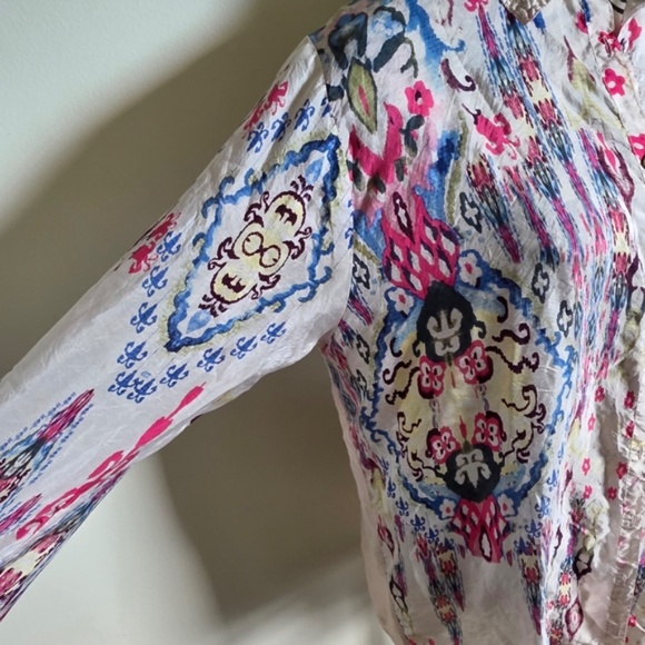 Johnny Was Silk Button Blouse - Picture 4 of 14